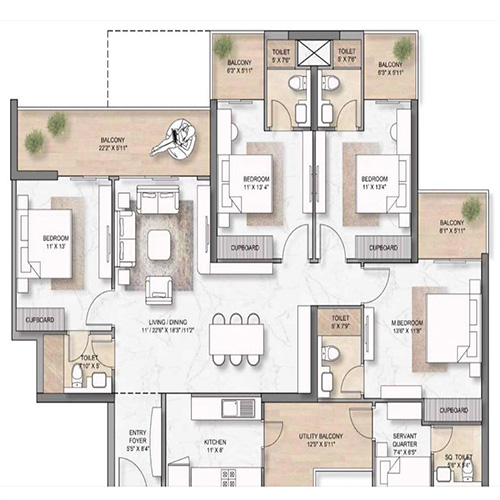 4+1 BHK Floor Plan